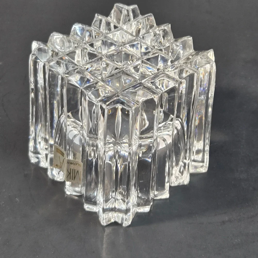 Mikasa Park Lane Crystal Votive Candle Holder Slovenia Square Clear Glass 2.5in